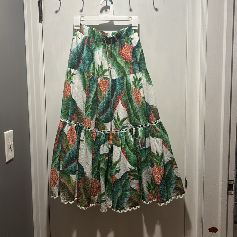New NWT FARM RIO Forest palm maxi skirt size xs